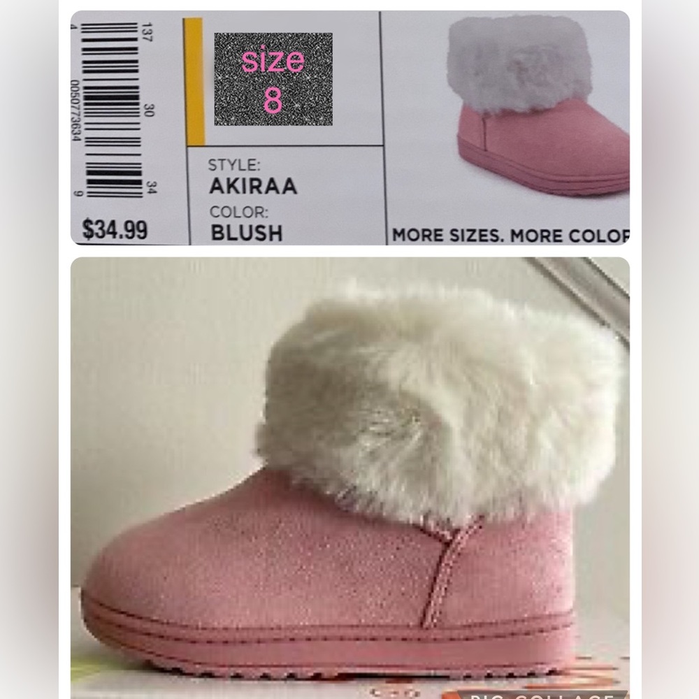 Jumping Beans girls size 8 Blush Pink Suede And Faux Fur Low Boot/bootie. - Picture 4 of 5